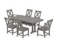 POLYWOOD Braxton 7-Piece Farmhouse Dining Set With Trestle Legs — Slate Grey