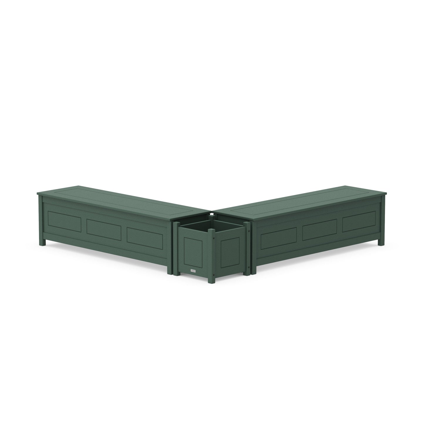 POLYWOOD 60" Country Living L- Shaped Planter Storage Bench Set — Green