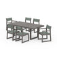 POLYWOOD EDGE Sling 7-Piece Dining Set — Driftwood / Dupioni Sea Mist Sling