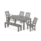 POLYWOOD Chinoiserie 6-Piece Parsons Dining Set with Bench — Slate Grey