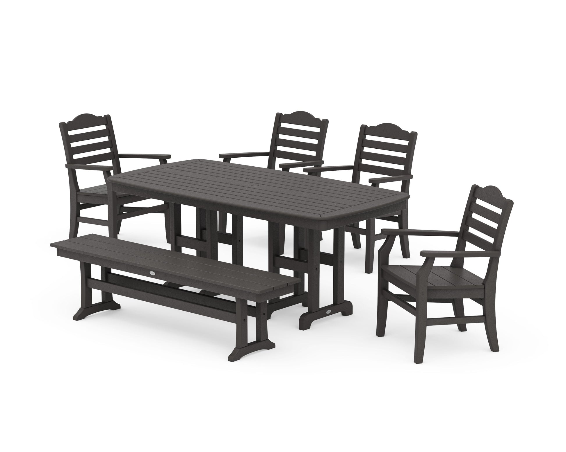 POLYWOOD Savannah 6-Piece Farmhouse Dining Set with Bench — Vintage Coffee