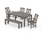 POLYWOOD Braxton 6-Piece Parsons Dining Set with Bench — Driftwood