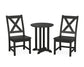 POLYWOOD Braxton Side Chair 3-Piece Round Bistro Dining Set — Black