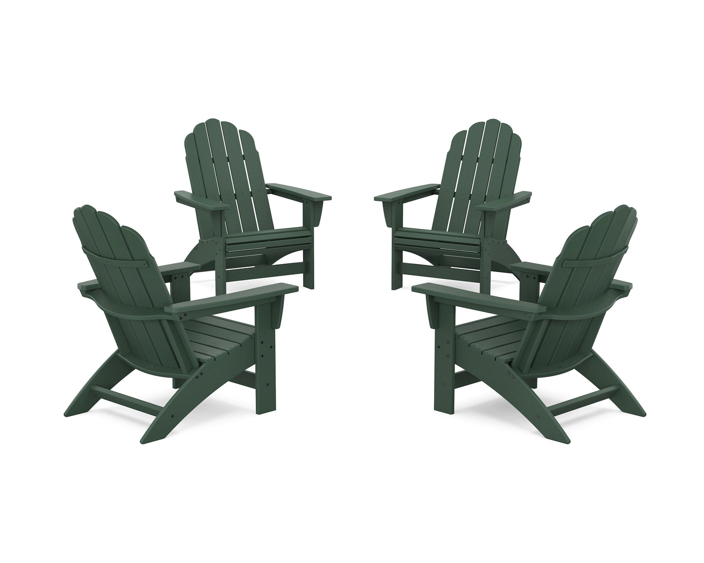 POLYWOOD 4-Piece Vineyard Grand Adirondack Chair Conversation Set — Green