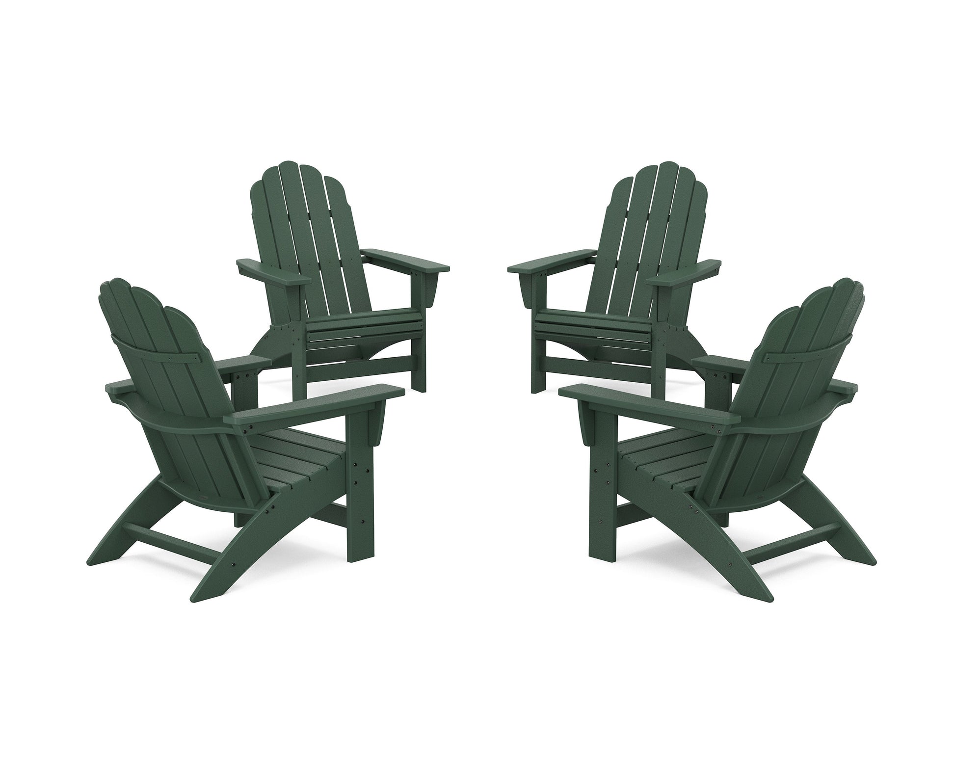 POLYWOOD 4-Piece Vineyard Grand Adirondack Chair Conversation Set — Green
