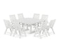 POLYWOOD Vineyard Folding Chair 9-Piece Square Dining Set with Trestle Legs — White