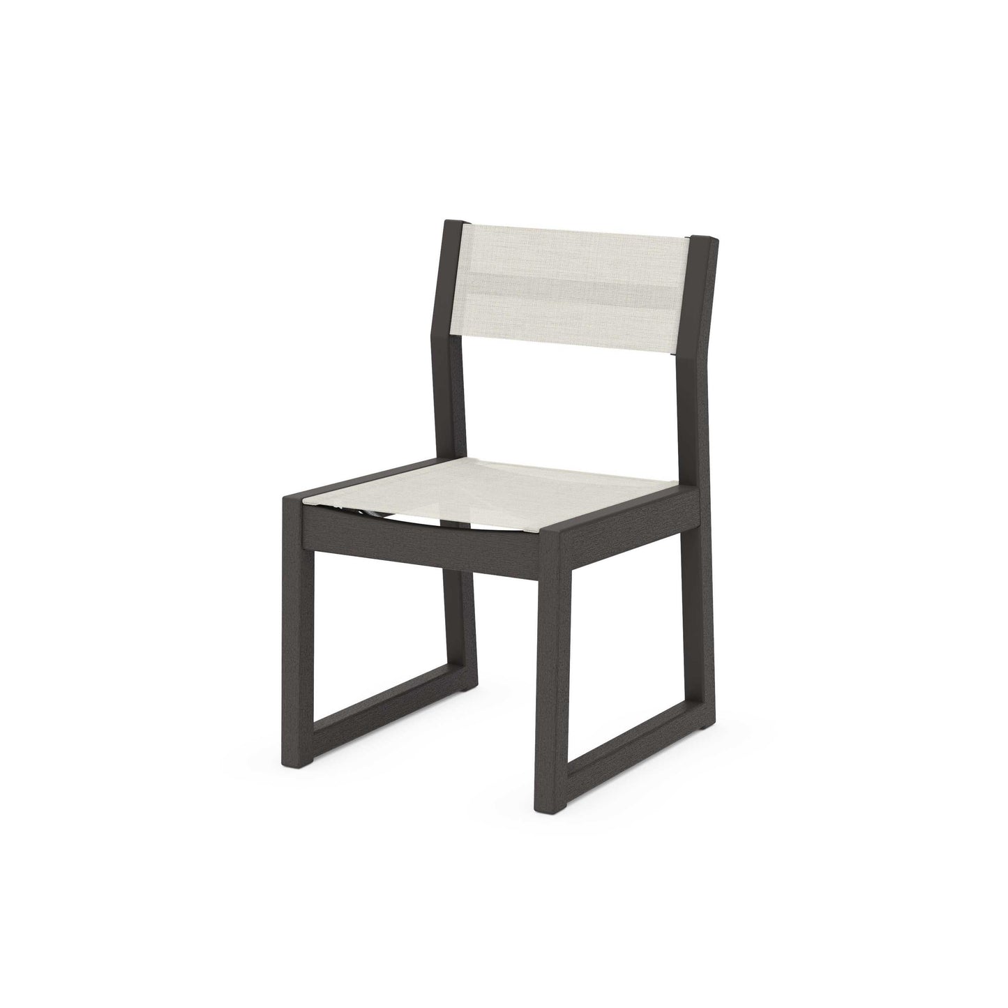 POLYWOOD EDGE Sling Dining Side Chair — Vintage Coffee / Parchment Sling