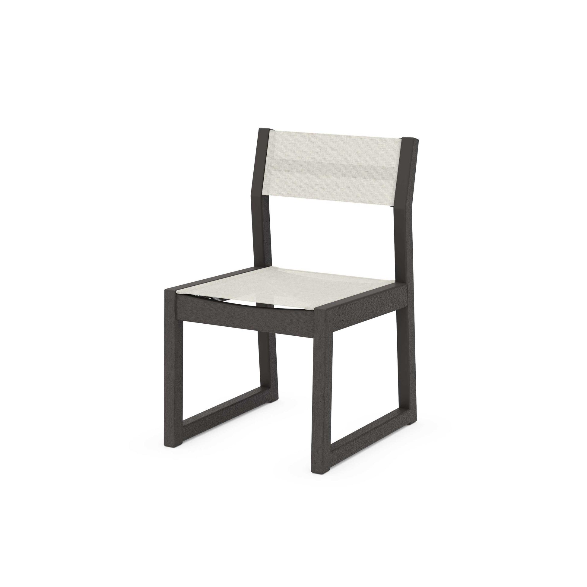 POLYWOOD EDGE Sling Dining Side Chair — Vintage Coffee / Parchment Sling