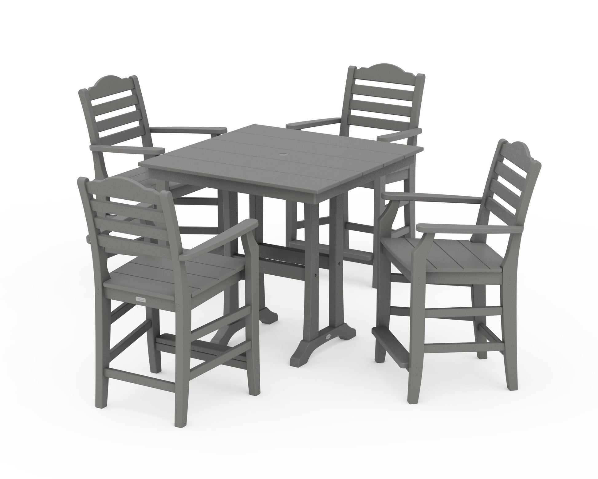 POLYWOOD Savannah 5-Piece Farmhouse Counter Set with Trestle Legs — Slate Grey