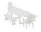 POLYWOOD Vineyard Adirondack 5-Piece Dining Set with Benches — White