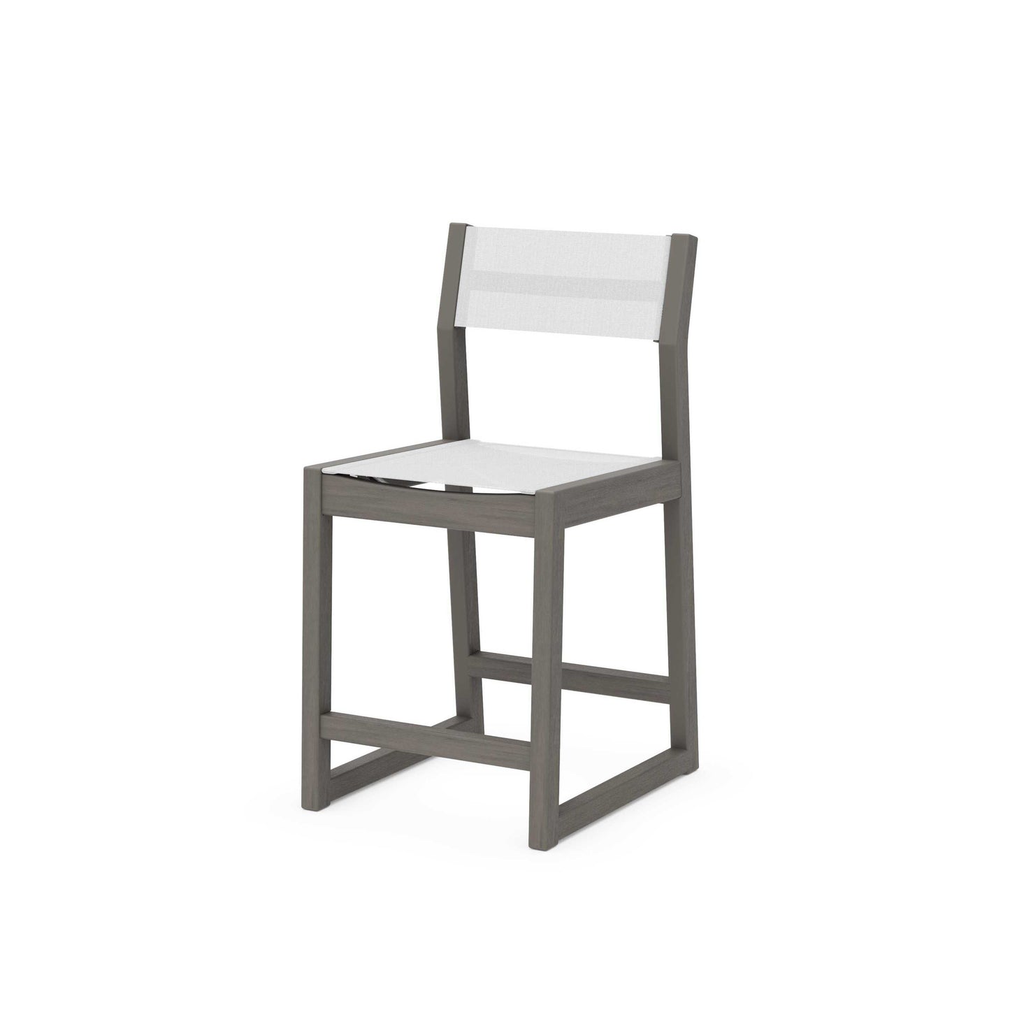 POLYWOOD EDGE Sling Counter Side Chair — Driftwood / White Sling