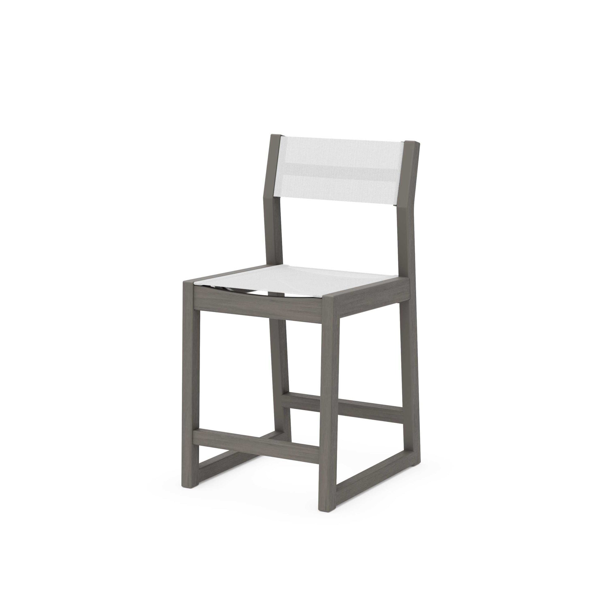 POLYWOOD EDGE Sling Counter Side Chair — Driftwood / White Sling