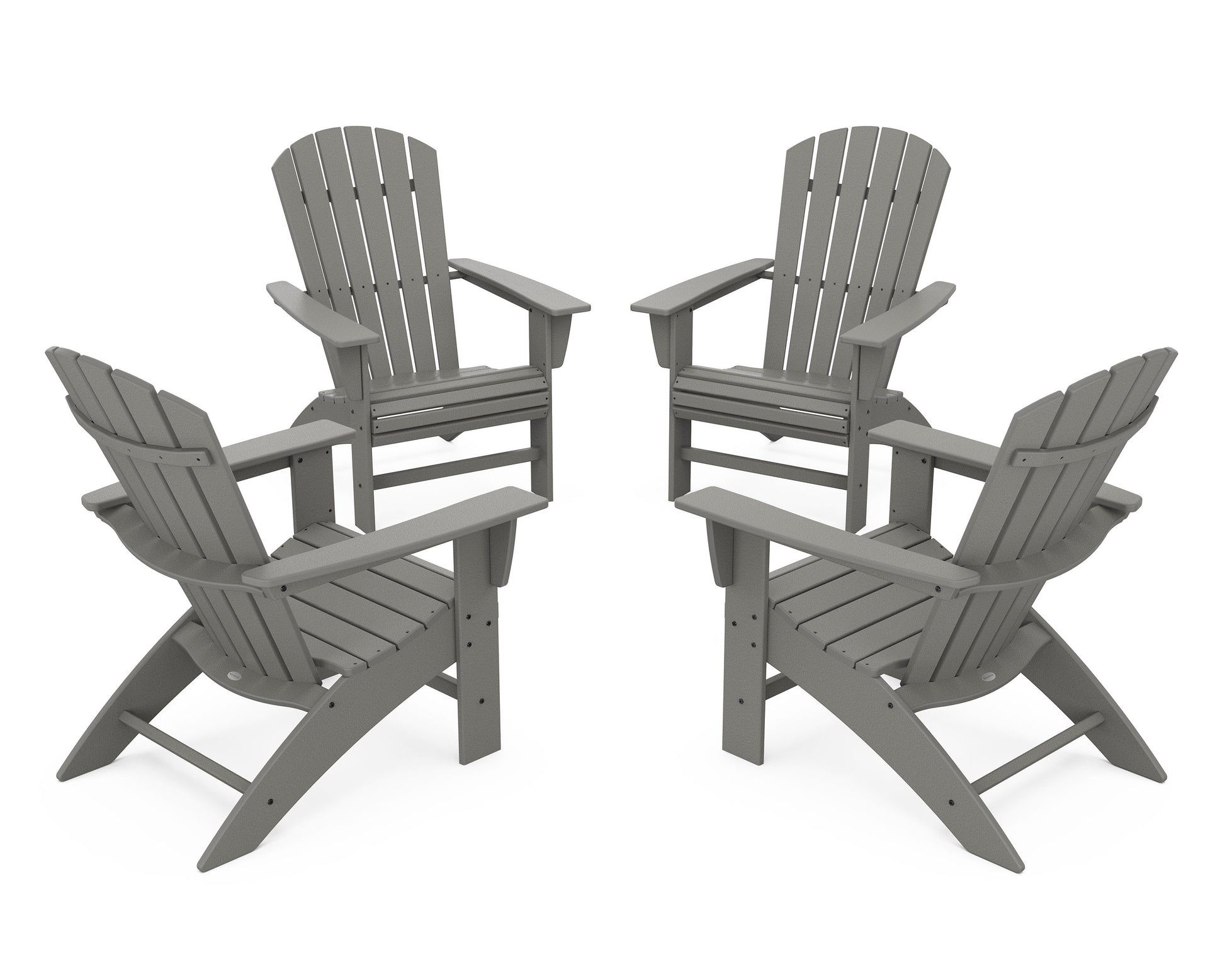 POLYWOOD 4-Piece Nautical Curveback Adirondack Chair Conversation Set — Slate Grey