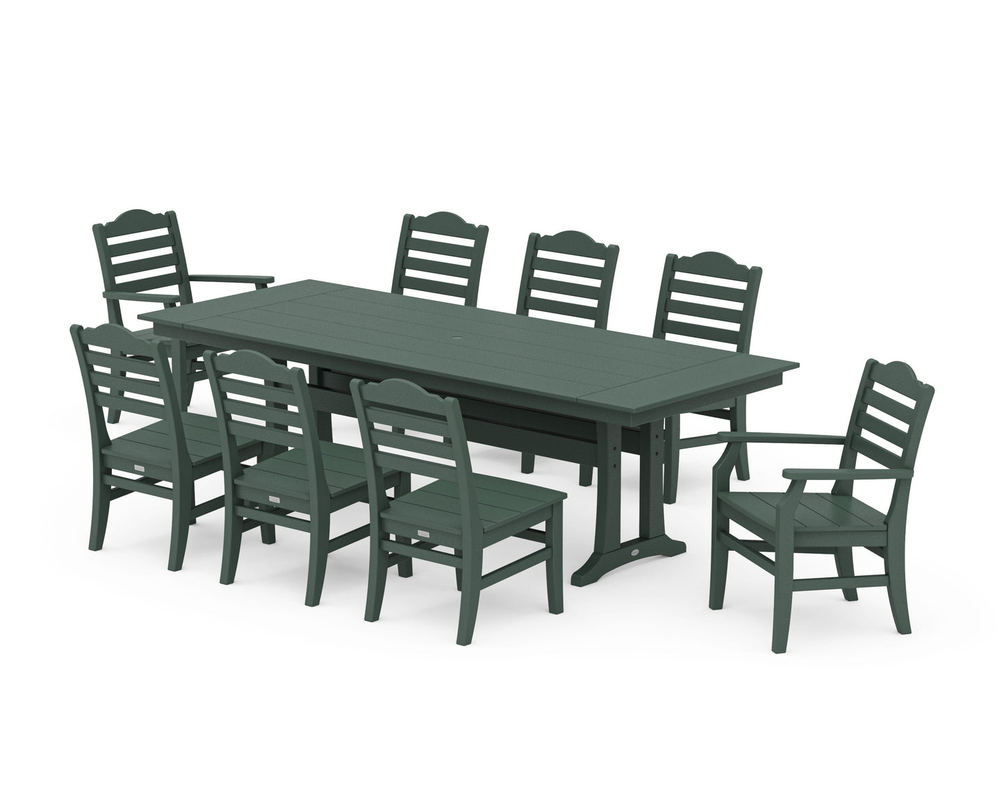 POLYWOOD Savannah 9-Piece Farmhouse Dining Set with Trestle Legs — Green