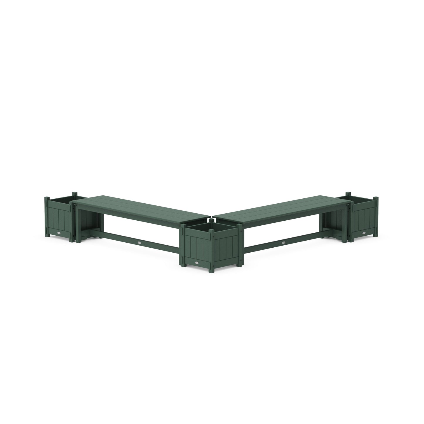 POLYWOOD 60" Vineyard L- Shaped Planter Bench Corner Set — Green