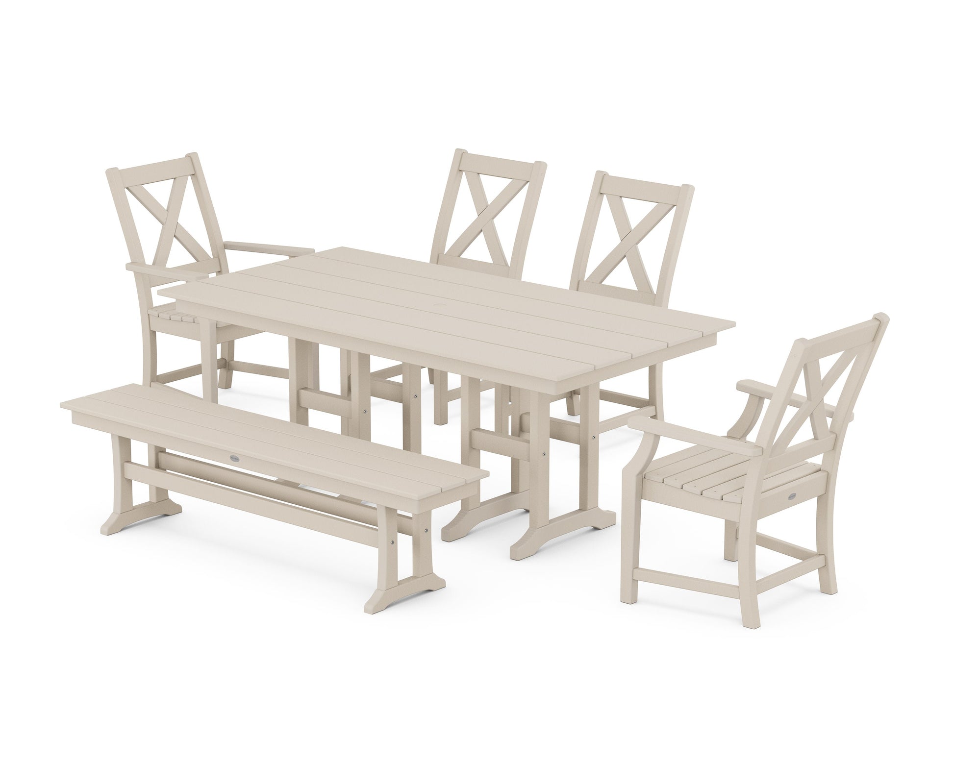 POLYWOOD Braxton 6-Piece Farmhouse Dining Set — Sand
