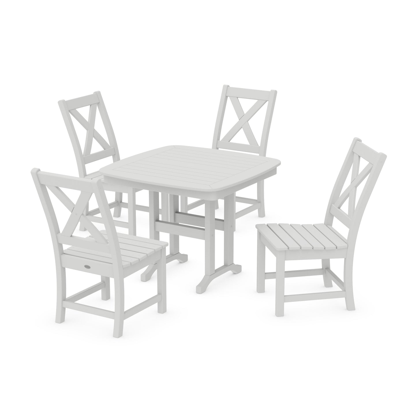 POLYWOOD Braxton Side Chair 5-Piece Dining Set — White