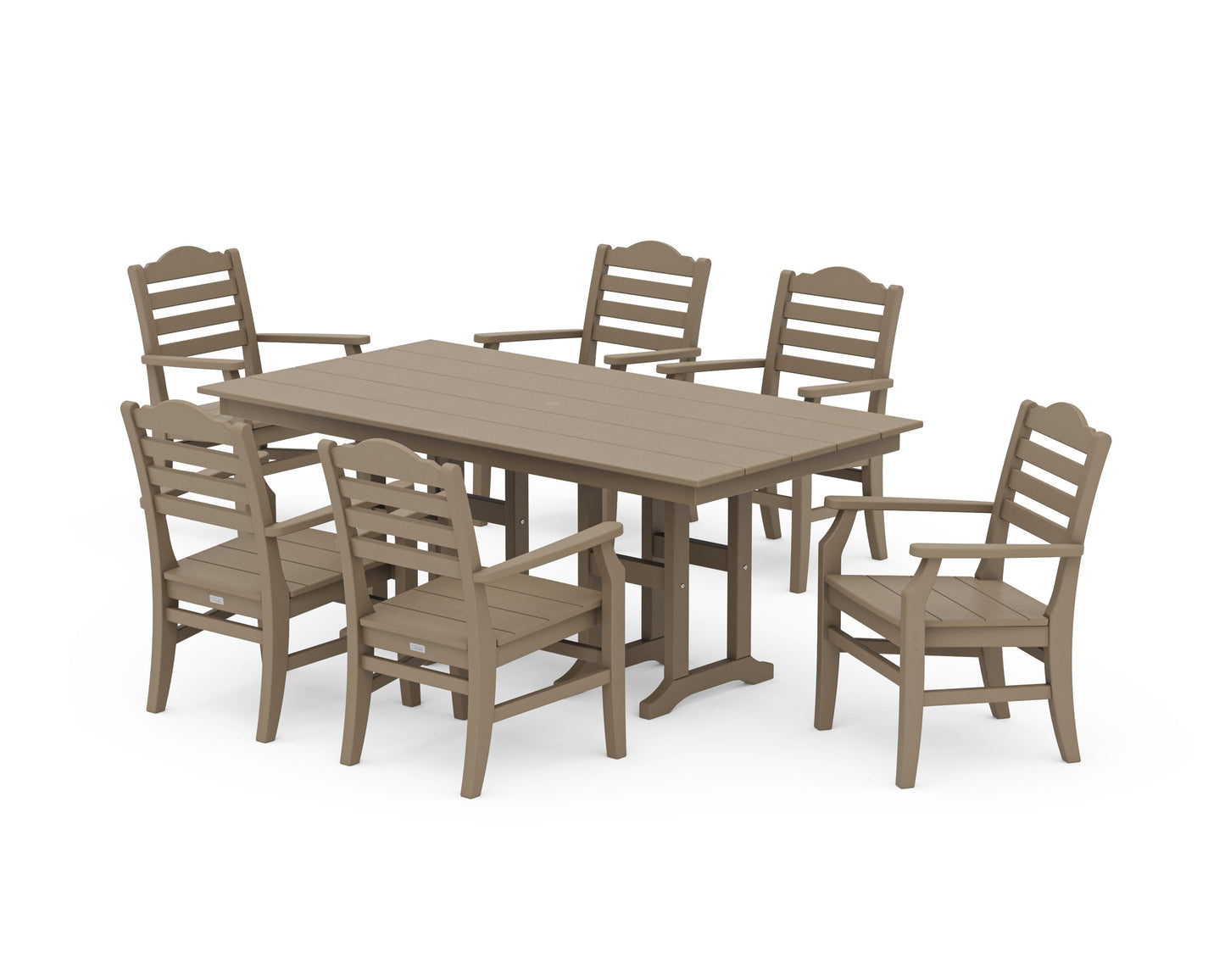 POLYWOOD Savannah Arm Chair 7-Piece Farmhouse Dining Set — Vintage Sahara