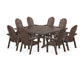 POLYWOOD Vineyard Curveback Adirondack 9-Piece Square Farmhouse Dining Set with Trestle Legs — Mahogany