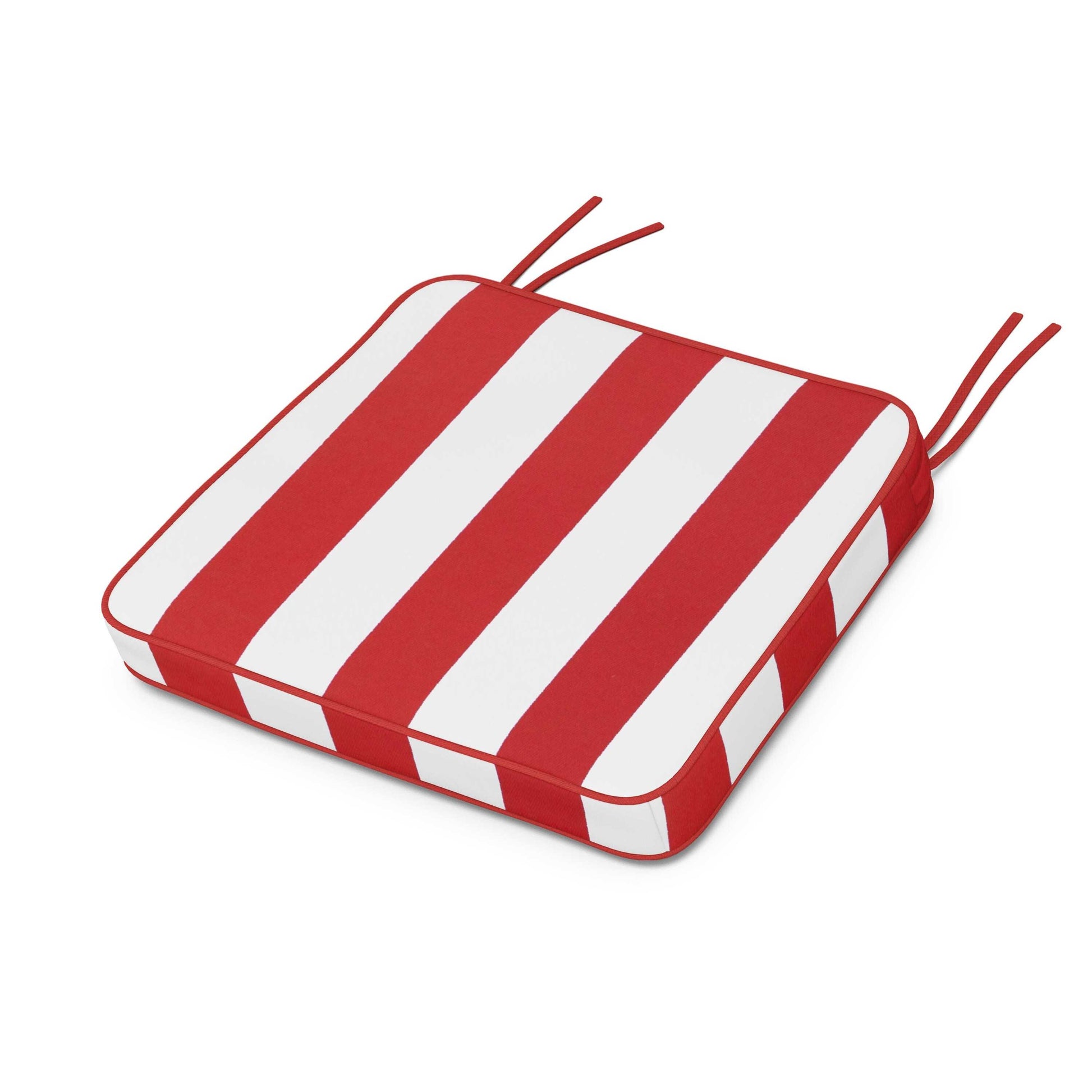 POLYWOOD Chinoiserie Arm Chair Seat Cushion — Cabana Stripe Crimson