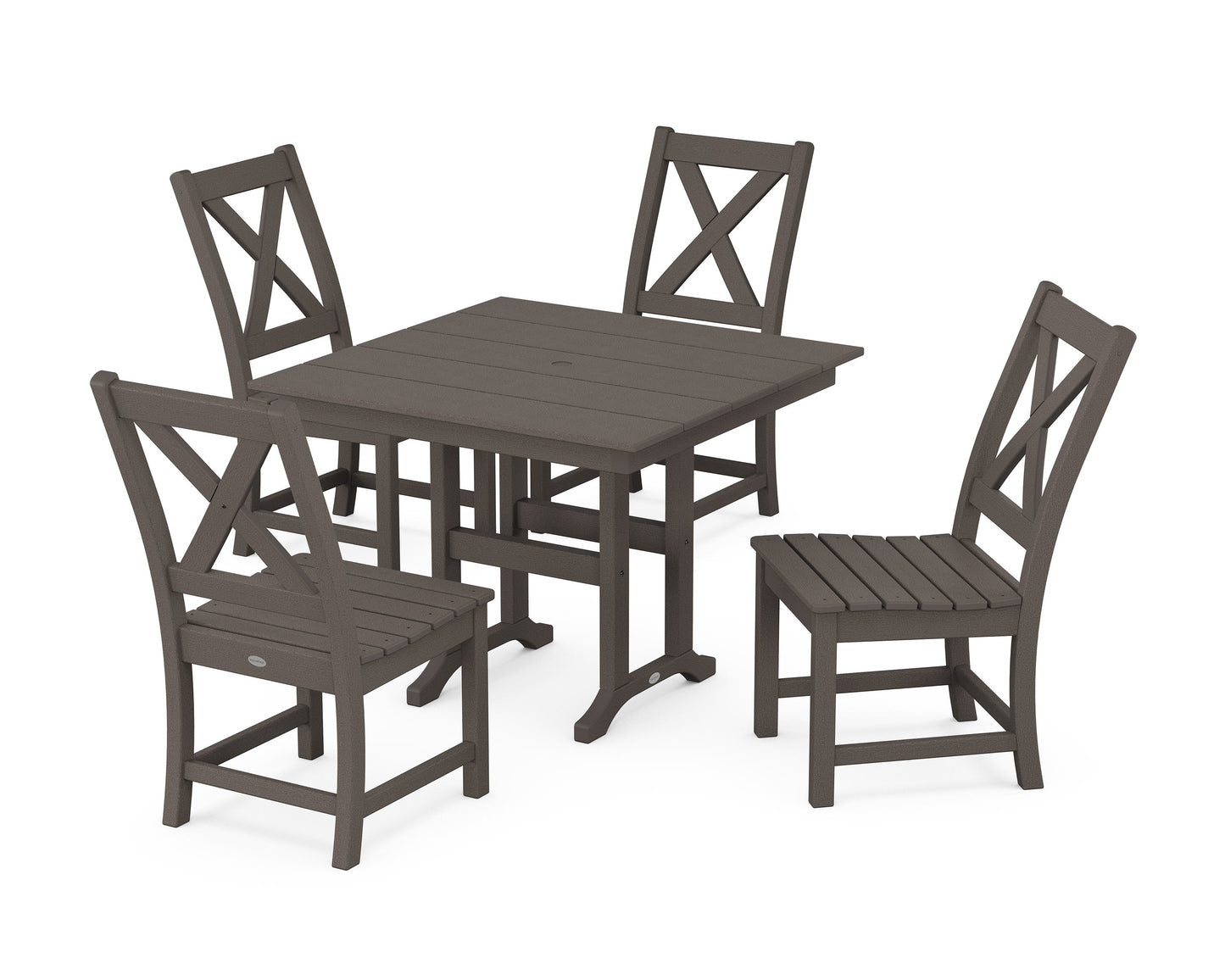 POLYWOOD Braxton Side Chair 5-Piece Farmhouse Dining Set — Vintage Coffee