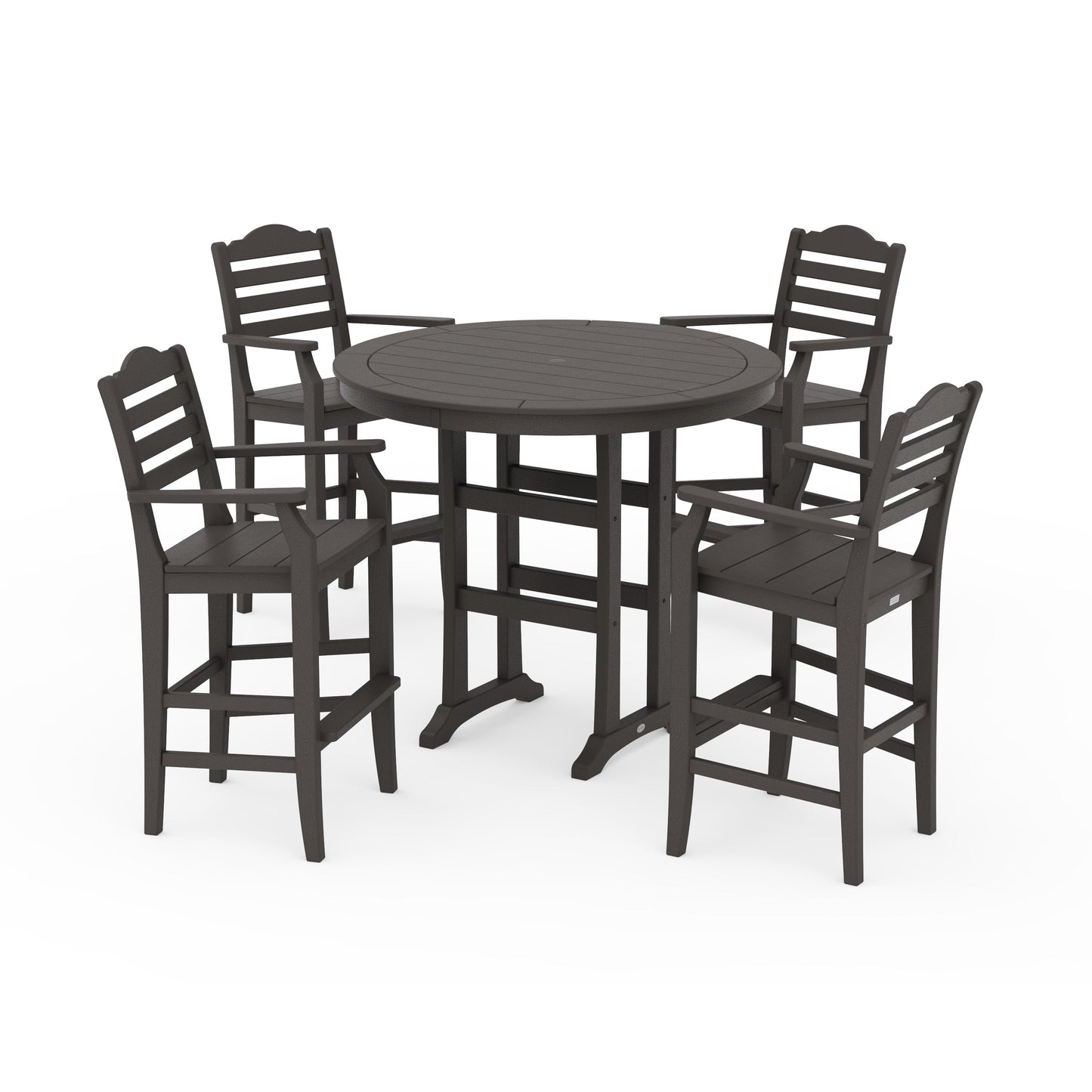POLYWOOD Savannah 5-Piece Round Bar Set — Vintage Coffee