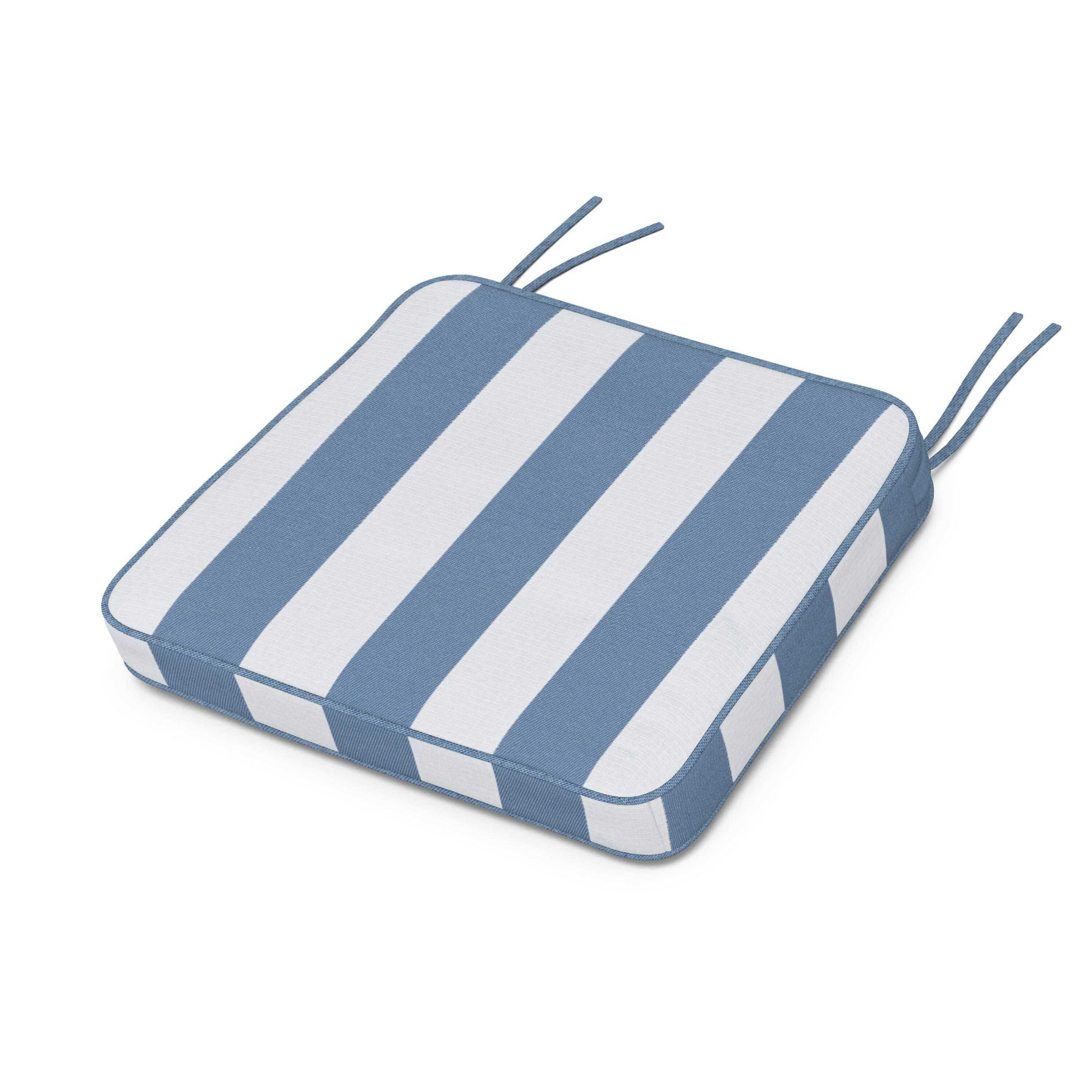 POLYWOOD Chinoiserie Arm Chair Seat Cushion — Cabana Stripe Sky Blue