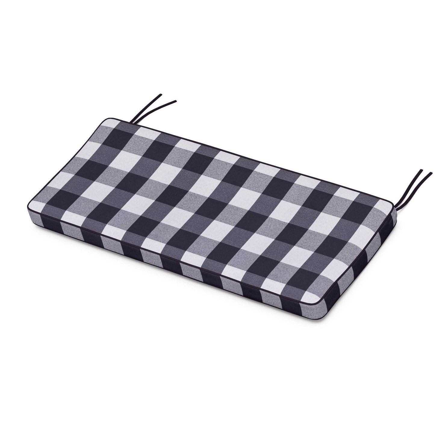 POLYWOOD Chinoiserie Bench Seat Cushion — Buffalo Plaid Navy