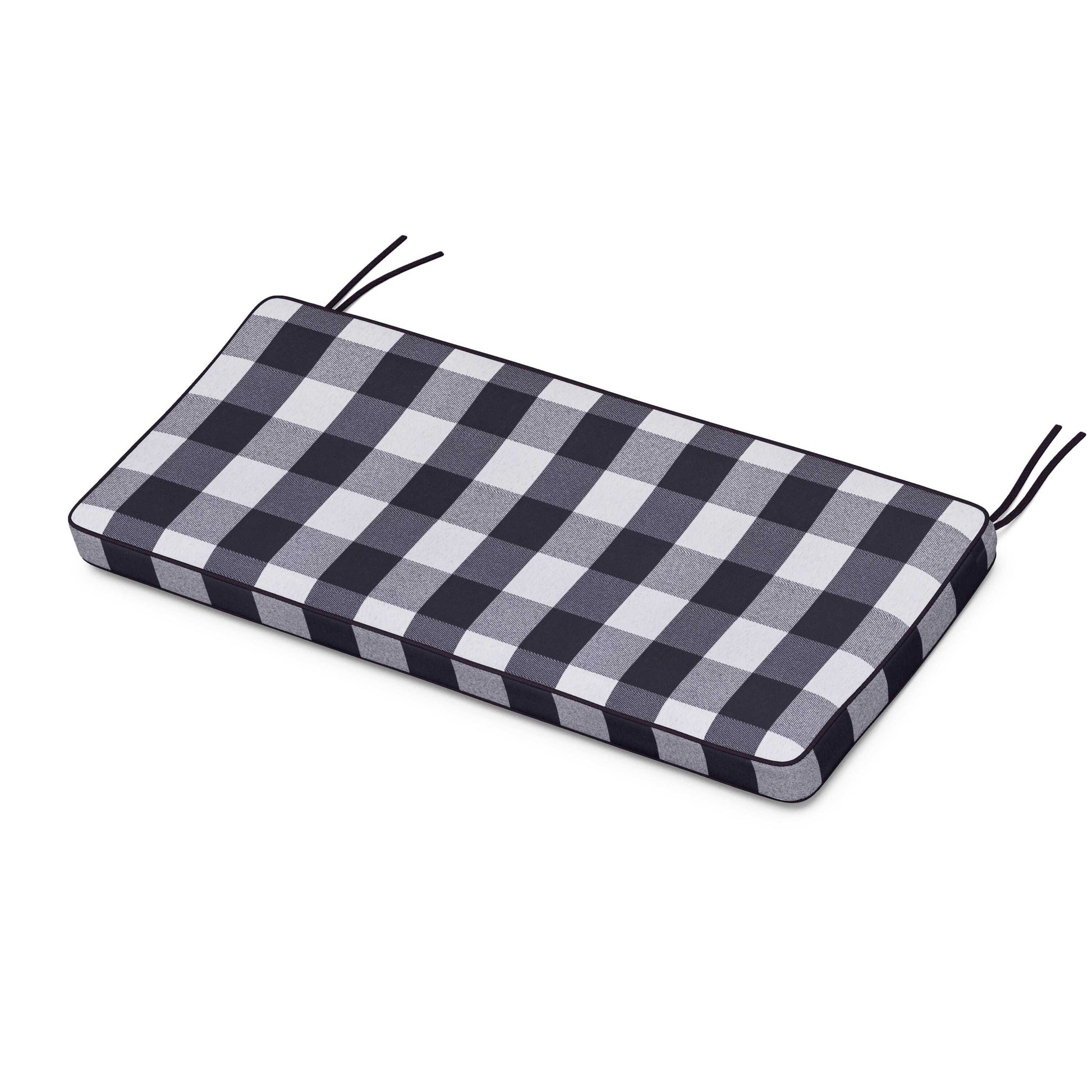 POLYWOOD Chinoiserie Bench Seat Cushion — Buffalo Plaid Navy