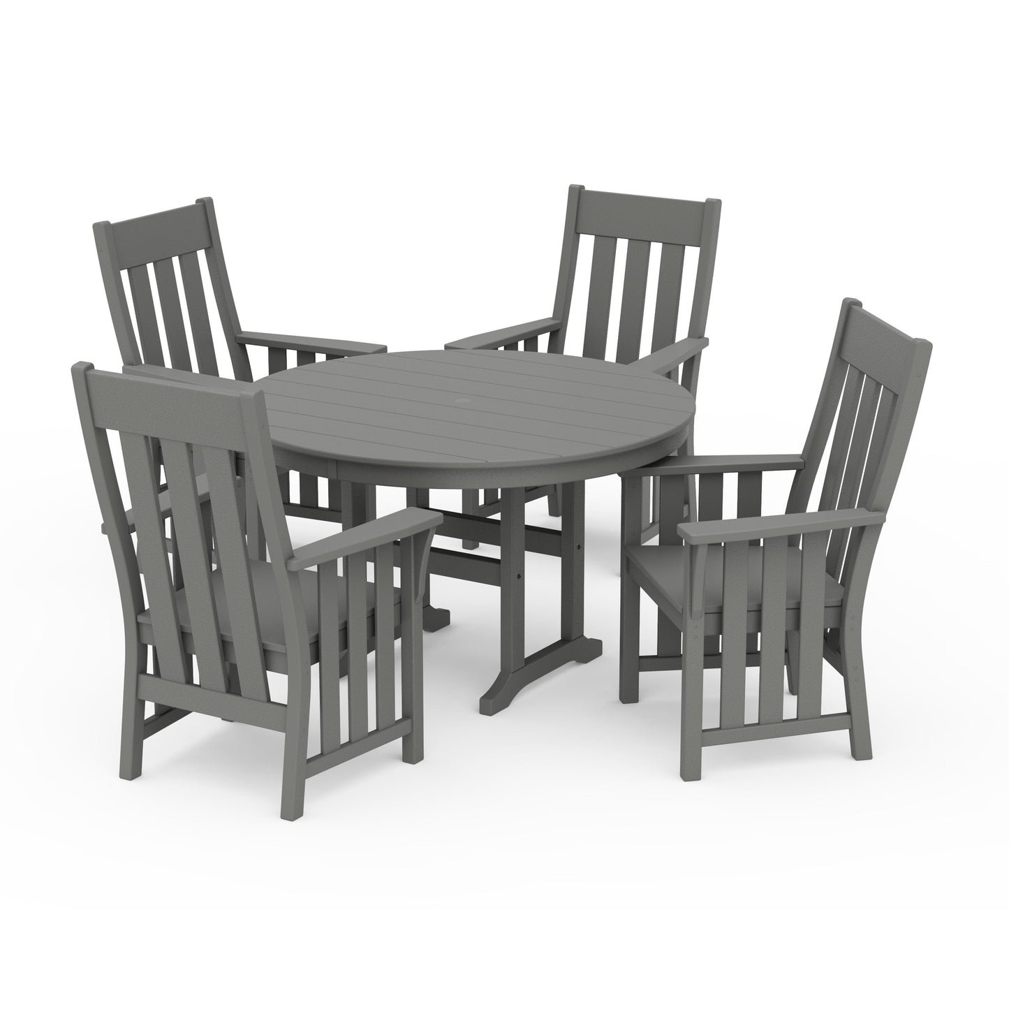POLYWOOD Acadia 5-Piece Round Farmhouse Dining Set — Slate Grey