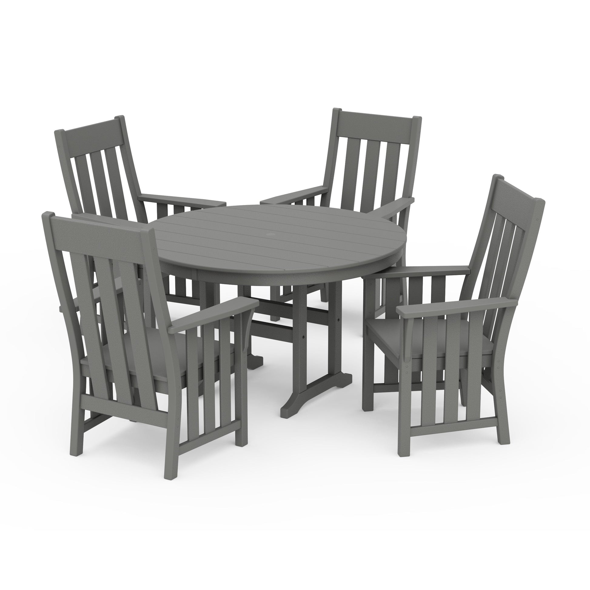 POLYWOOD Acadia 5-Piece Round Farmhouse Dining Set — Slate Grey