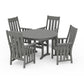 POLYWOOD Acadia 5-Piece Round Farmhouse Dining Set — Slate Grey