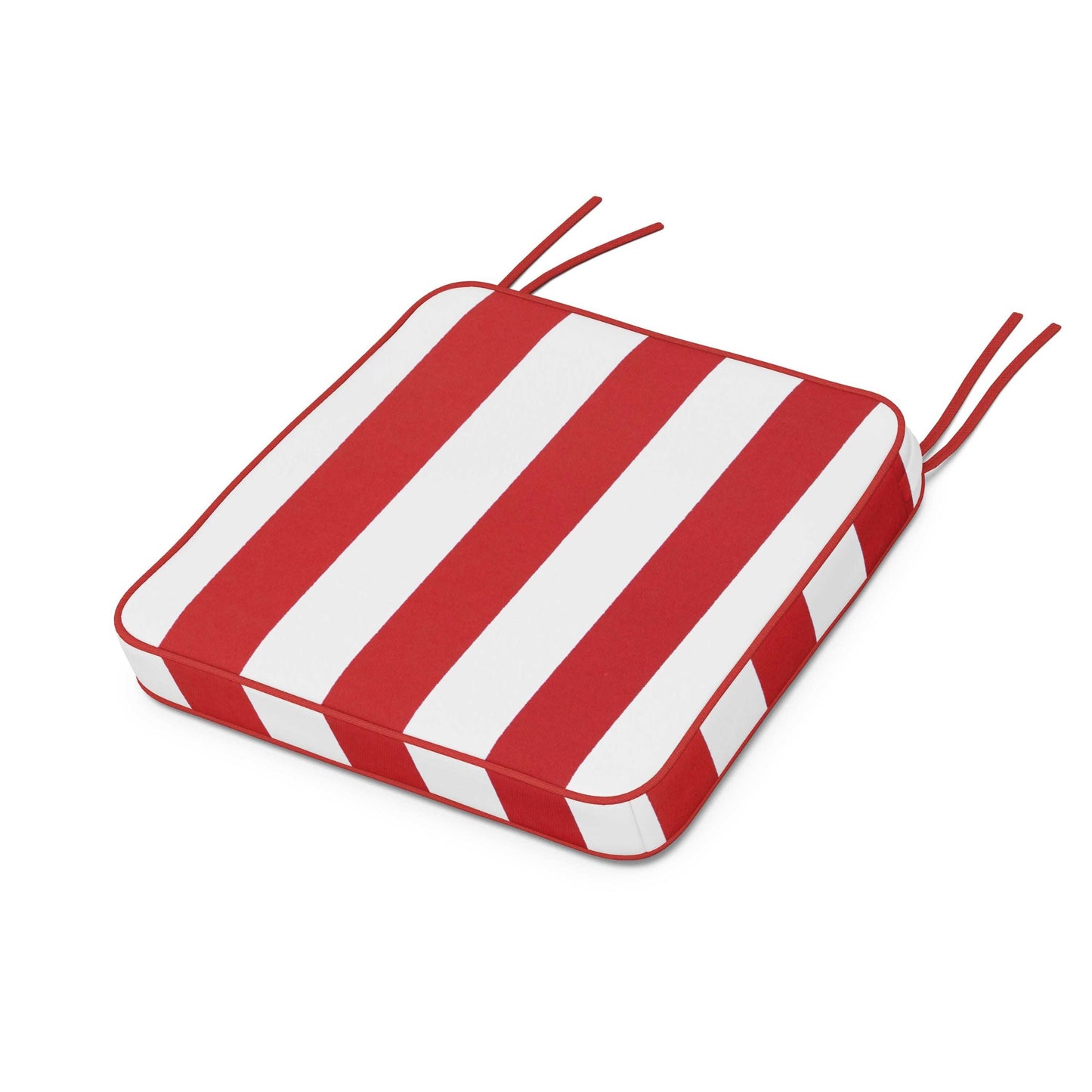 POLYWOOD Chinoiserie Side Chair Seat Cushion — Cabana Stripe Crimson
