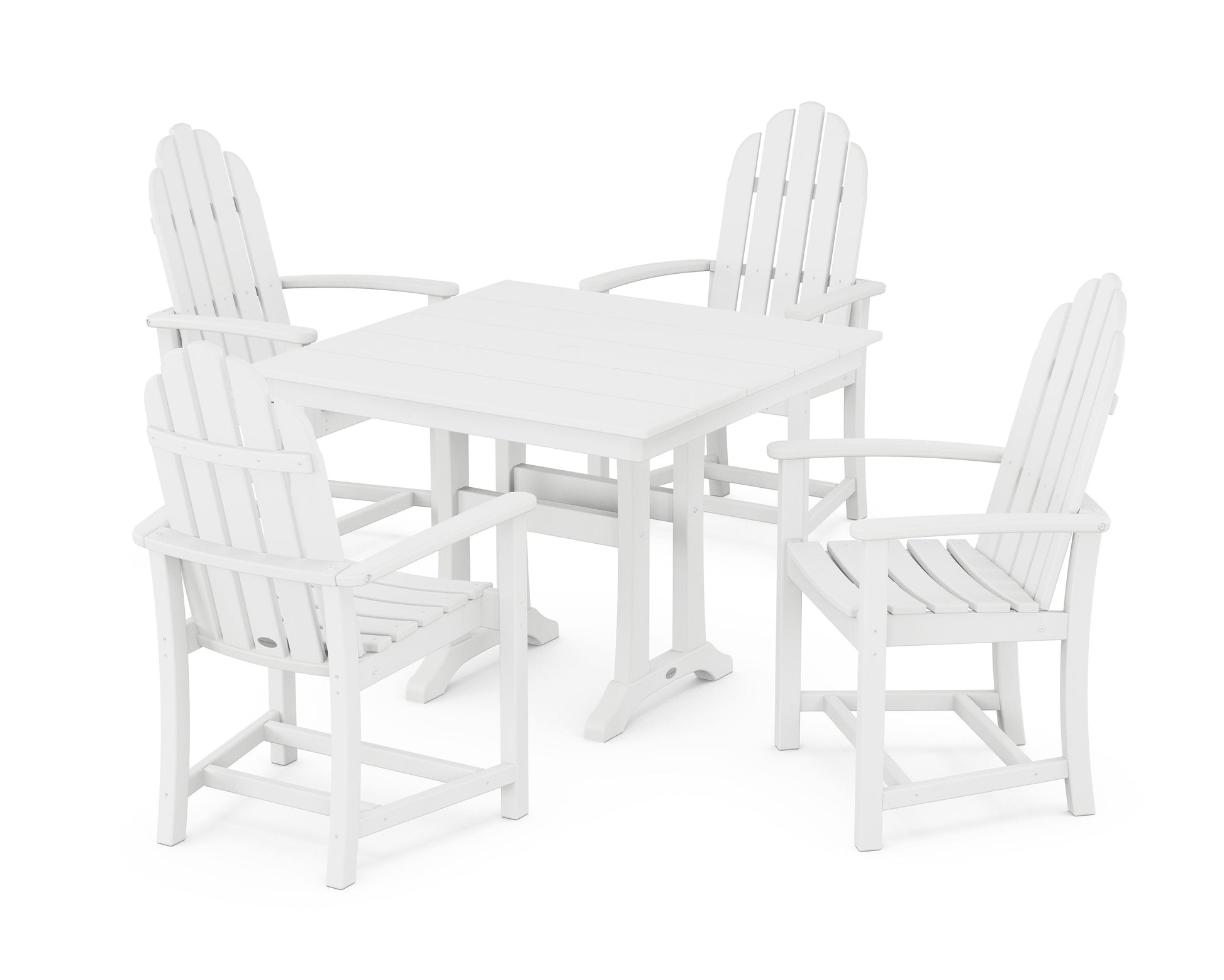 POLYWOOD Classic Adirondack 5-Piece Farmhouse Dining Set With Trestle Legs — White