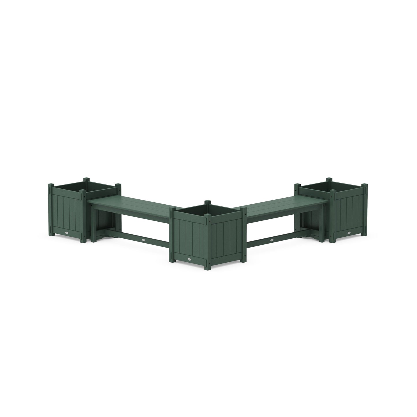 POLYWOOD 48" Vineyard L- Shaped Planter Bench Corner Set - Large — Green