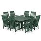 POLYWOOD Acadia 9-Piece Square Farmhouse Dining Set with Trestle Legs — Green