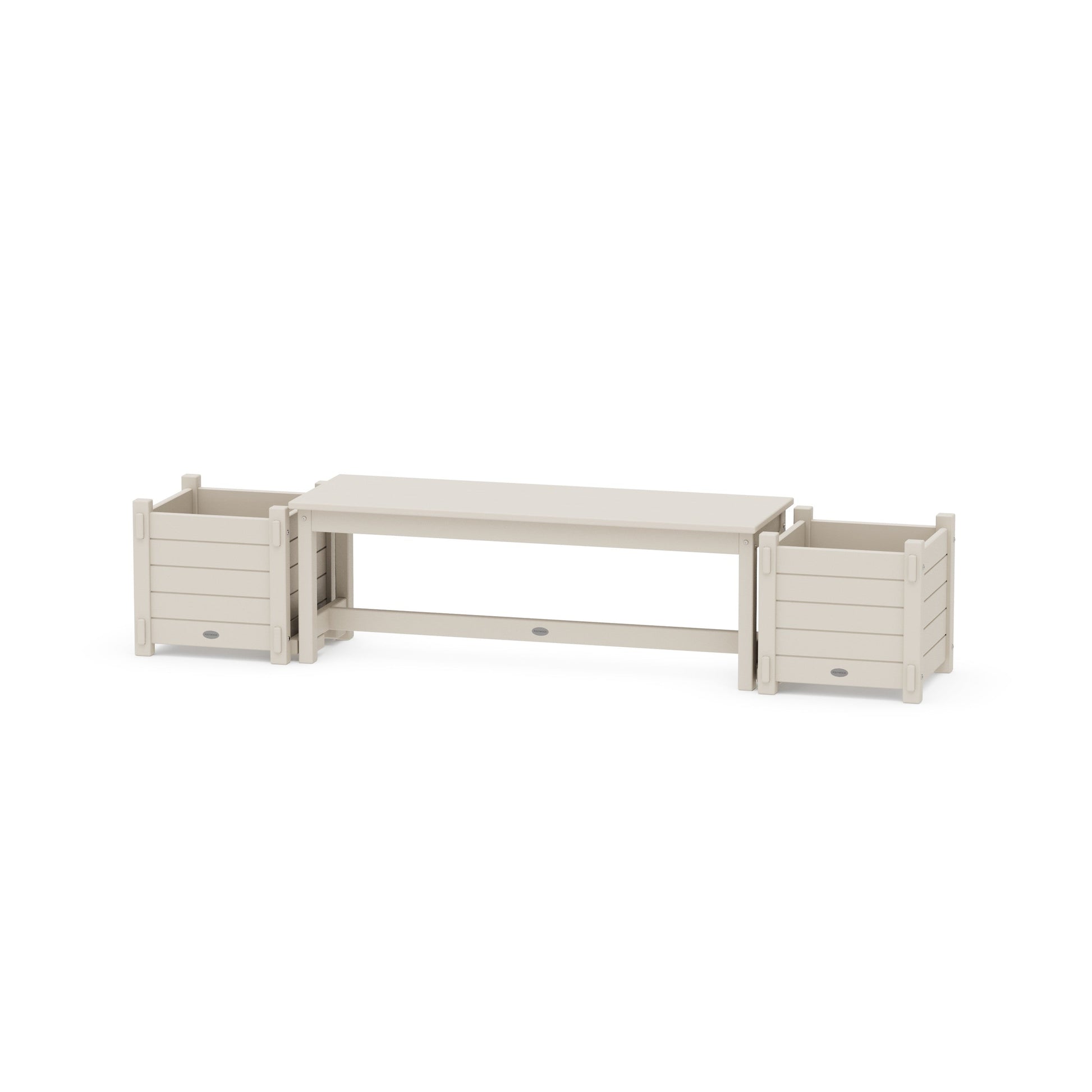 POLYWOOD 48" Nautical Straight Planter Bench Set — Sand