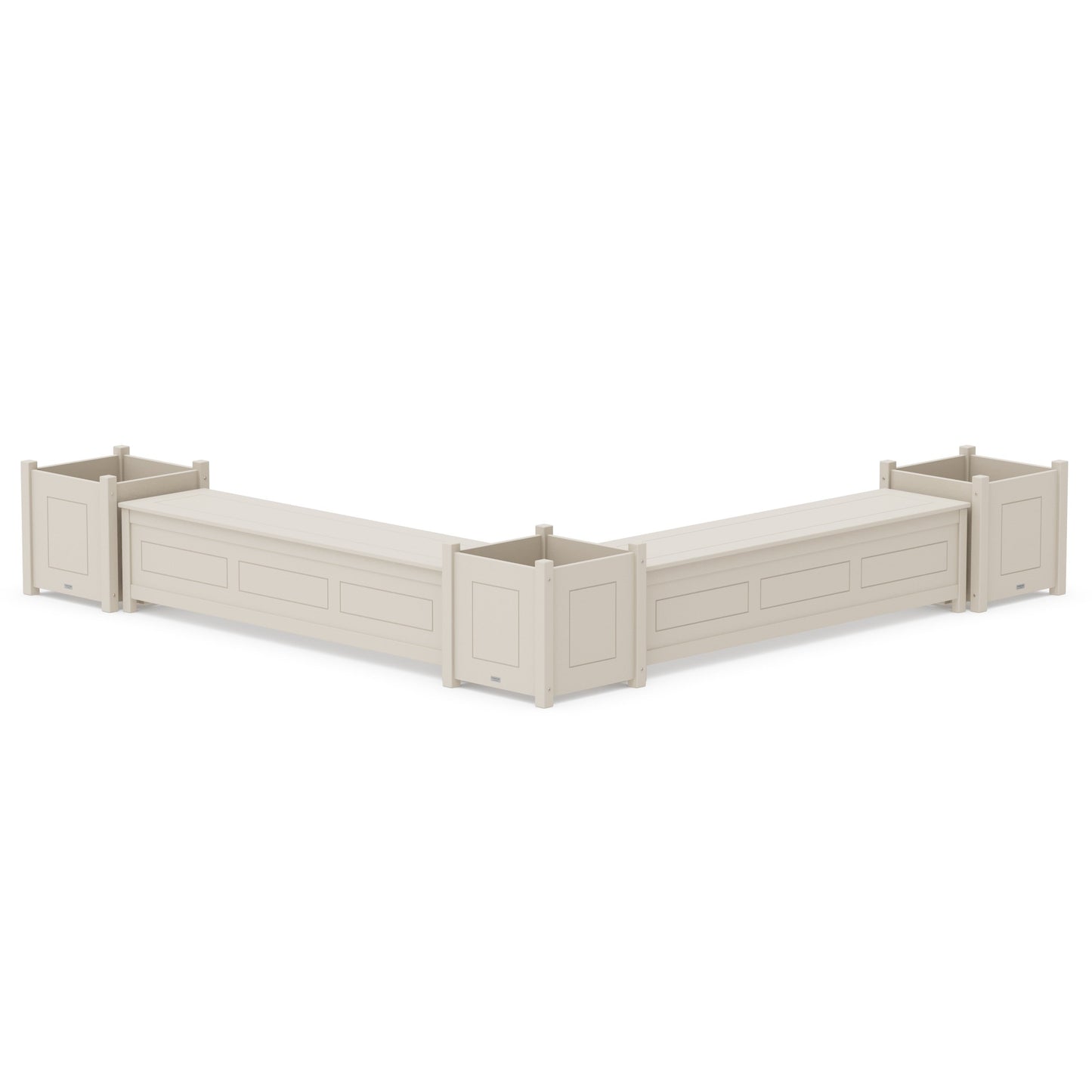 POLYWOOD 72" Country Living L- Shaped Planter Storage Bench Corner Set- Large — Sand
