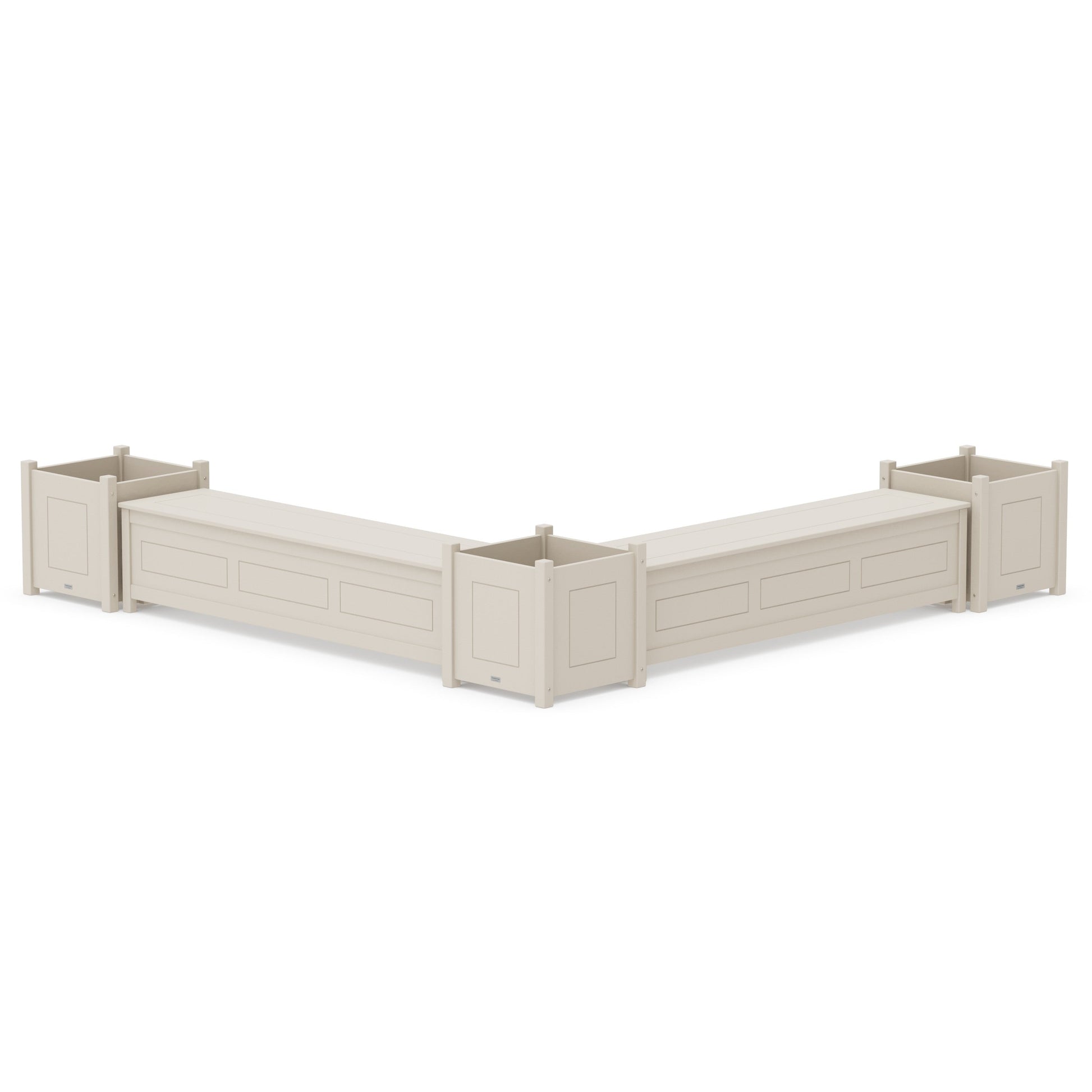 POLYWOOD 72" Country Living L- Shaped Planter Storage Bench Corner Set- Large — Sand