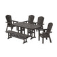 POLYWOOD Nautical Curveback Adirondack 6-Piece Dining Set with Bench — Vintage Coffee