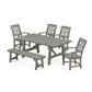 POLYWOOD Chinoiserie 6-Piece Rustic Farmhouse Dining Set with Bench — Slate Grey