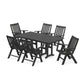 POLYWOOD Vineyard Folding Chair 7-Piece Farmhouse Dining Set — Black