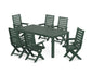 POLYWOOD Captain Folding Chair 7-Piece Parsons Dining Set — Green