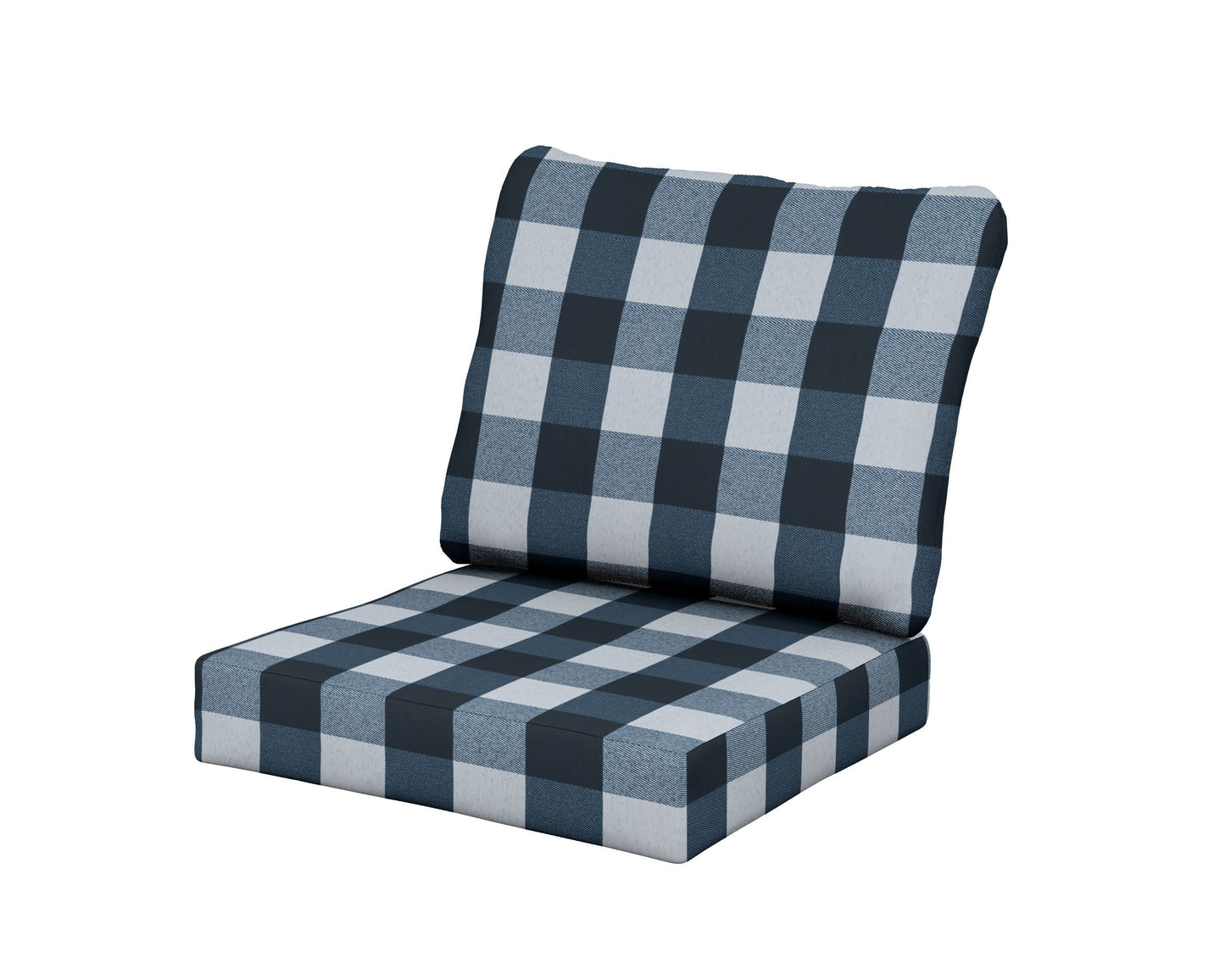 POLYWOOD Baffle Seat/Back Cushion — Buffalo Plaid Marine Indigo