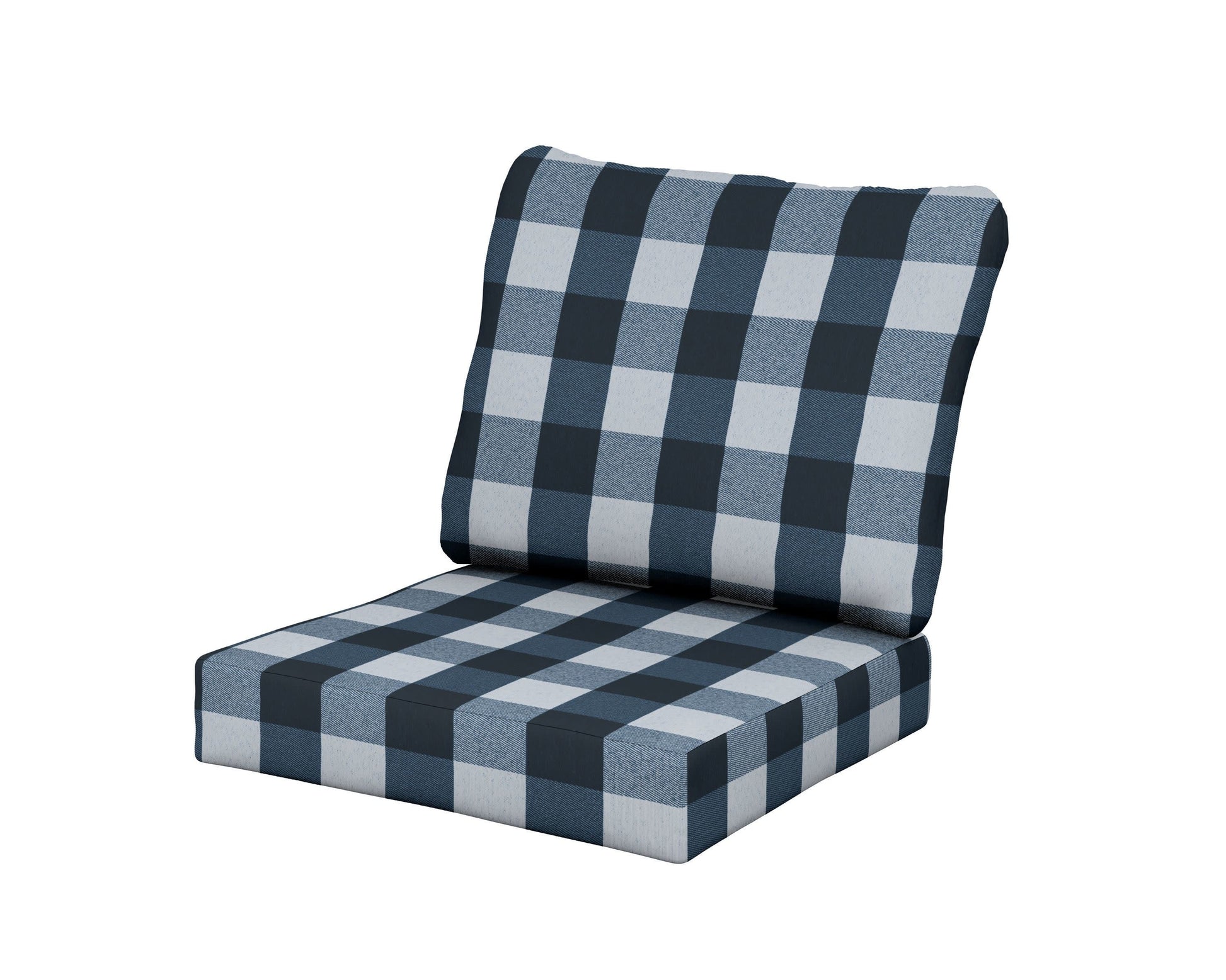 POLYWOOD Baffle Seat/Back Cushion — Buffalo Plaid Marine Indigo