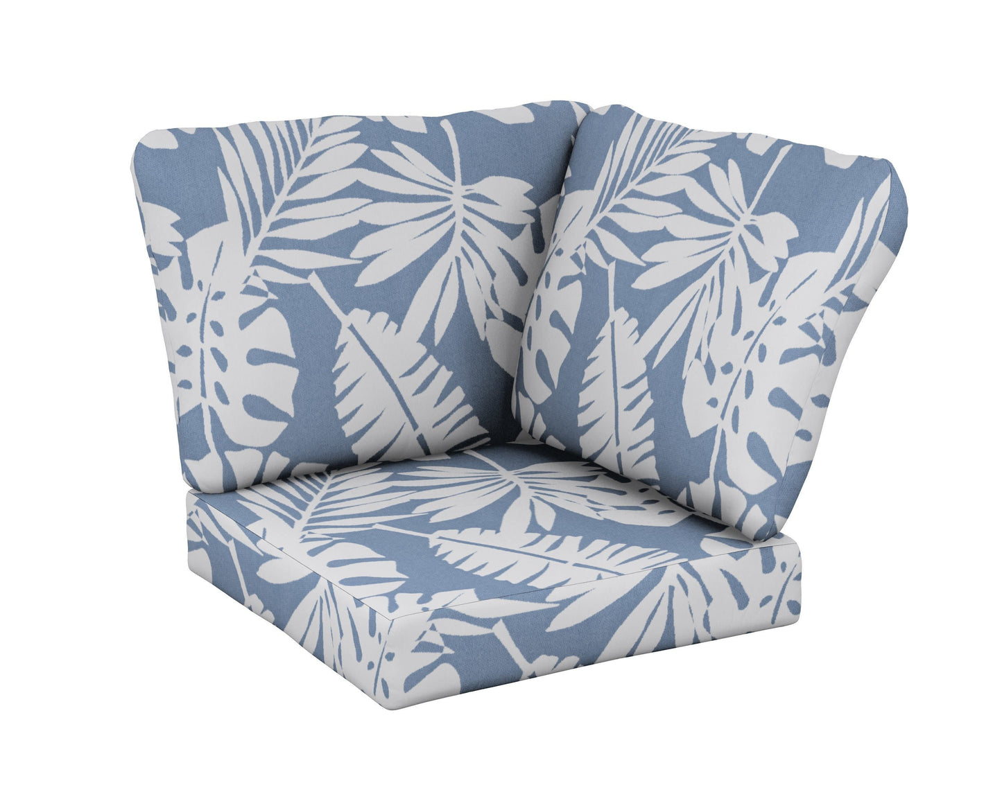 POLYWOOD Baffle Modular Corner Cushion — Leaf Sky Blue