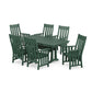 POLYWOOD Acadia Arm Chair 7-Piece Farmhouse Dining Set with Trestle Legs — Green