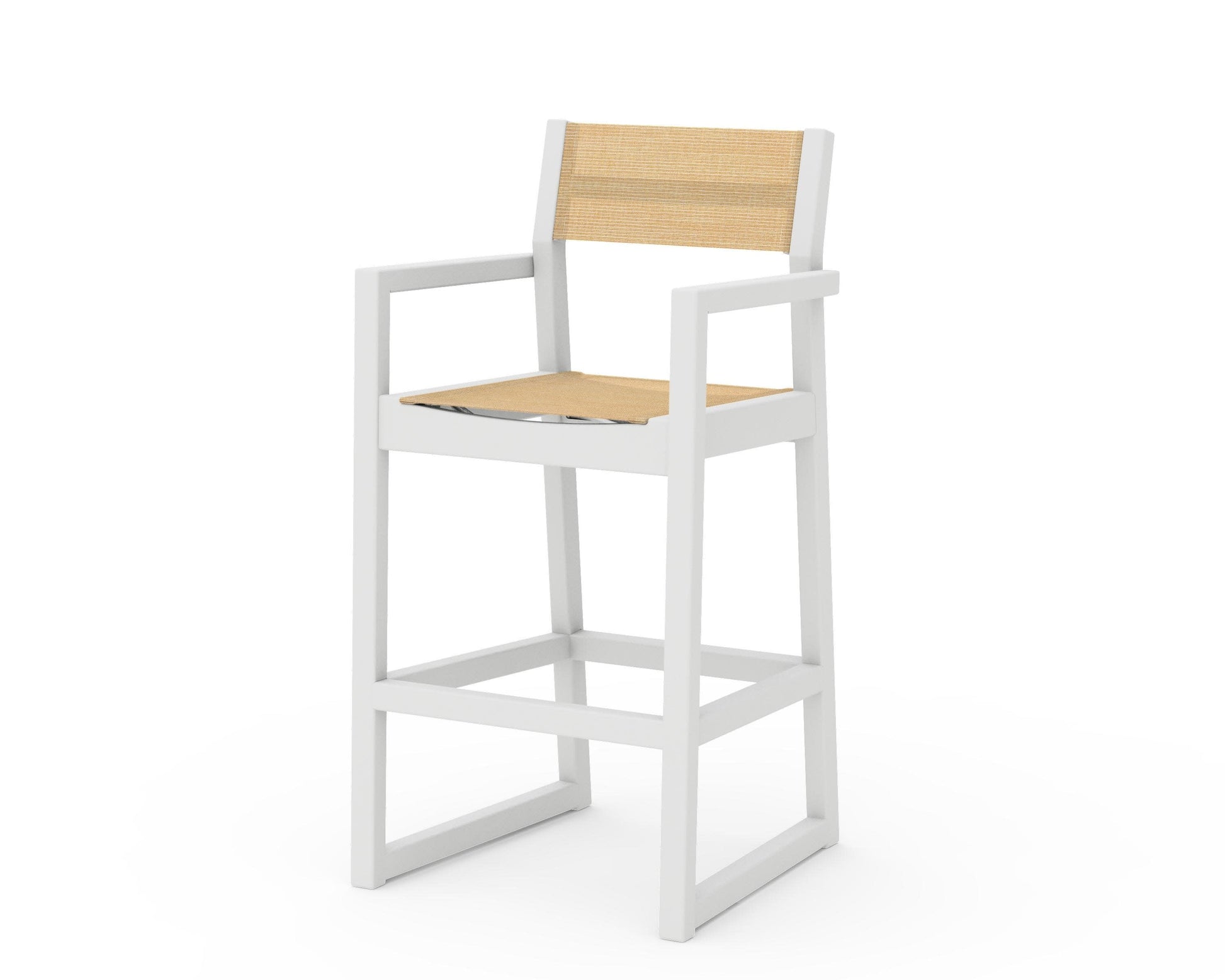POLYWOOD EDGE Sling Bar Arm Chair — White / Dupioni Apricot Sling