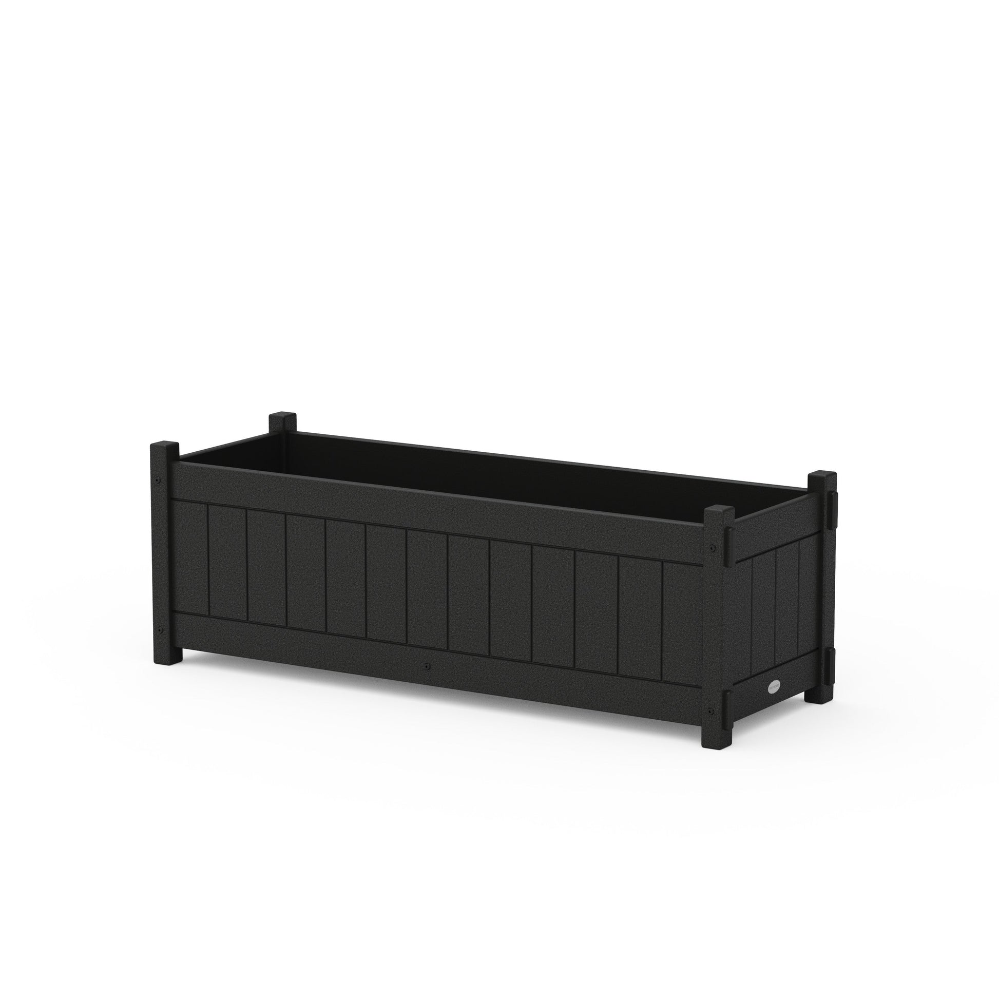 POLYWOOD Vineyard Rectangle Triple Planter Box — Black