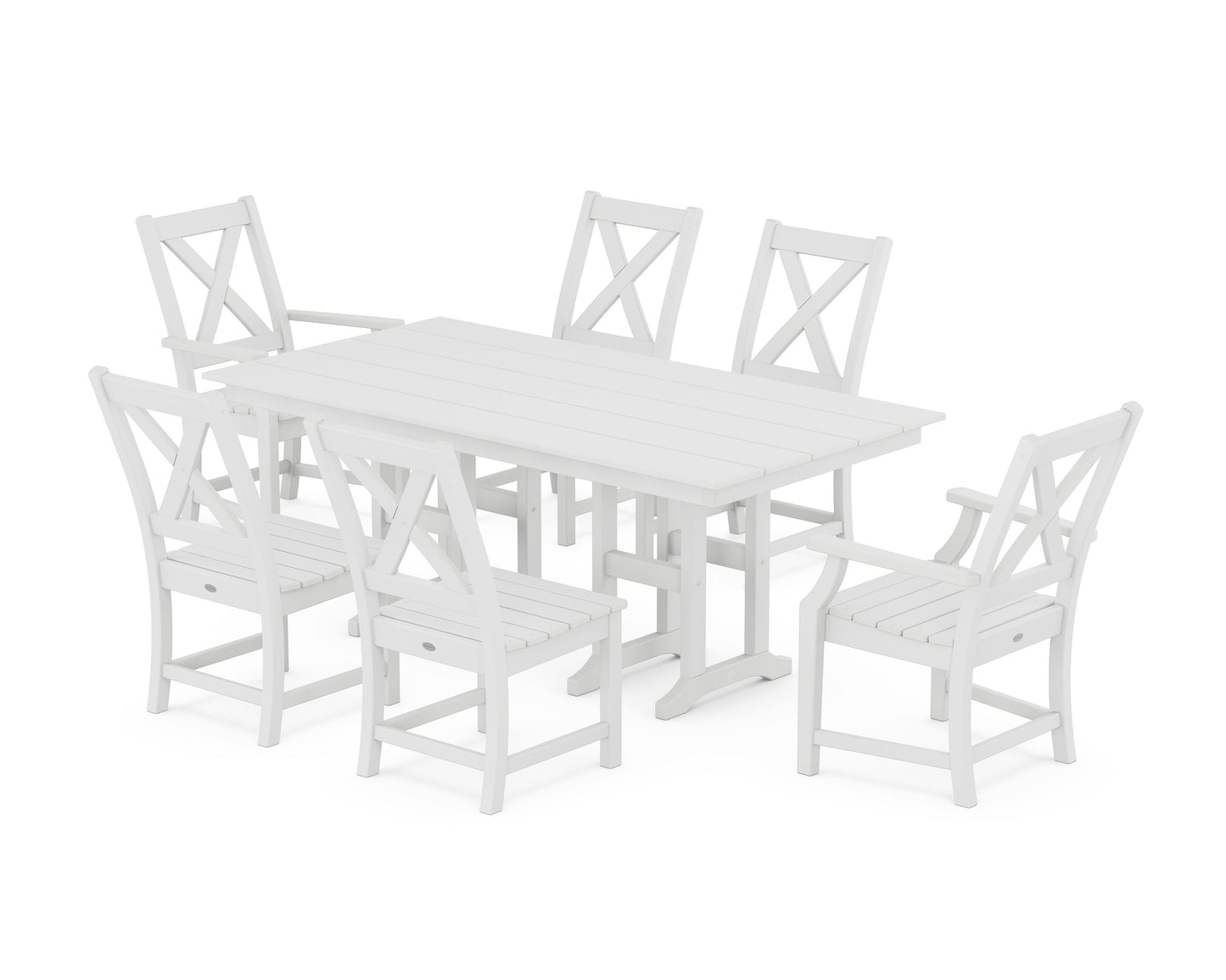POLYWOOD Braxton 7-Piece Farmhouse Dining Set — White